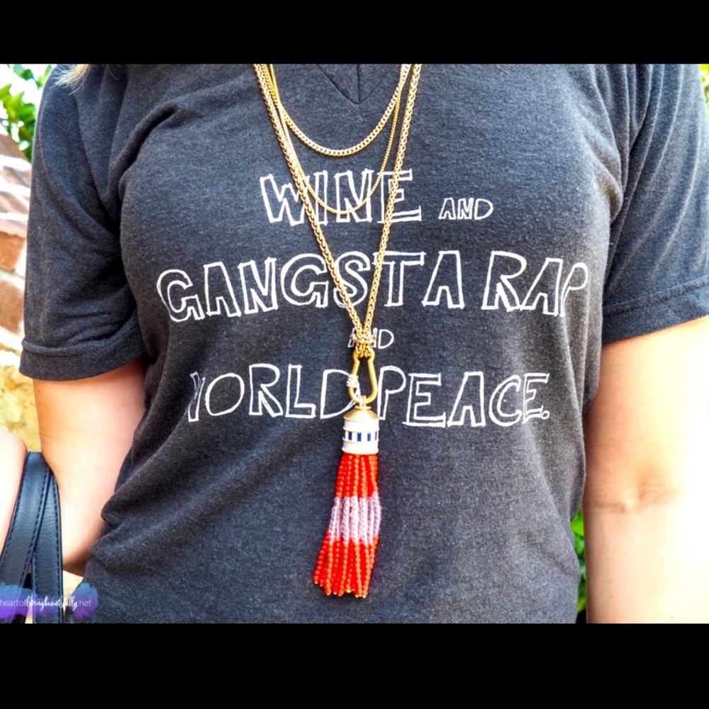 Stella & Dot | Retired Coral Red + Gold Beaded Brio Tassel Necklace - Picture 6 of 12